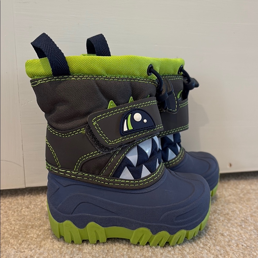 Kids Shark Winter Boots - Green and Blue